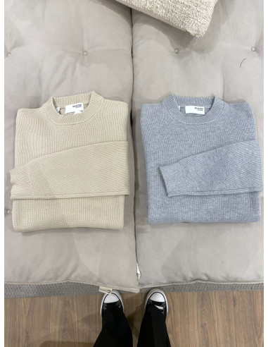 SLHDANE LS KNIT STUCTURED CREW NECK NOOS