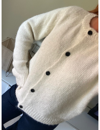 VMNOVAH LS O-NECK BUTTON CARDI