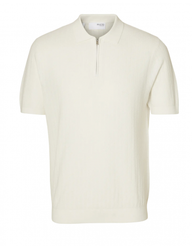 SLHCRAN SS KNIT STRUCTURE HALF ZIP POLO