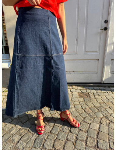 VIJAF HW A-LINE ANKLE DENIM SKIRT