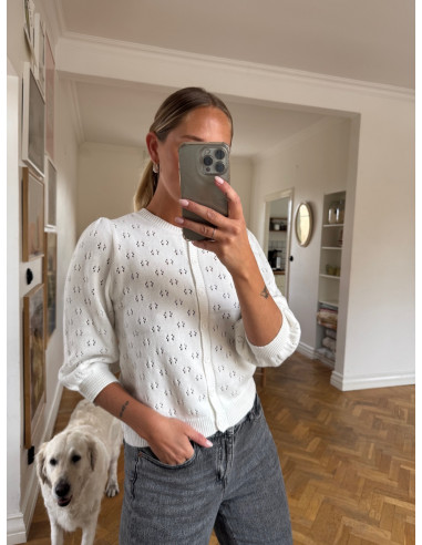 PCSUA 3/4 SLEEVE O-NECK KNIT CARDIGAN