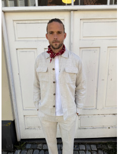 SLH-LEROY LINEN BLEND OVERSHIRT LS NOOS