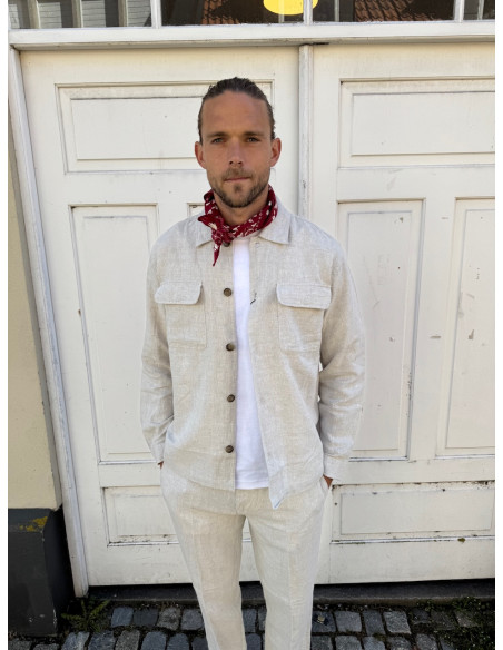 SLH-LEROY LINEN BLEND OVERSHIRT LS NOOS