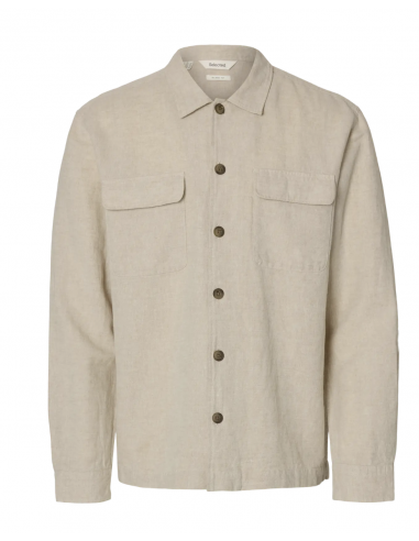 SLH-LEROY LINEN BLEND OVERSHIRT LS NOOS