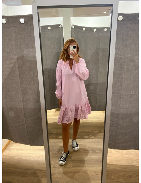 VIKELLY V-NECK L/S SHORT DRESS