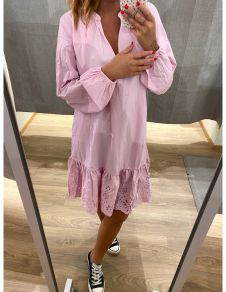 VIKELLY V-NECK L/S SHORT DRESS