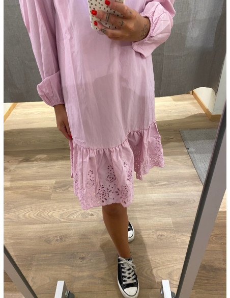 VIKELLY V-NECK L/S SHORT DRESS