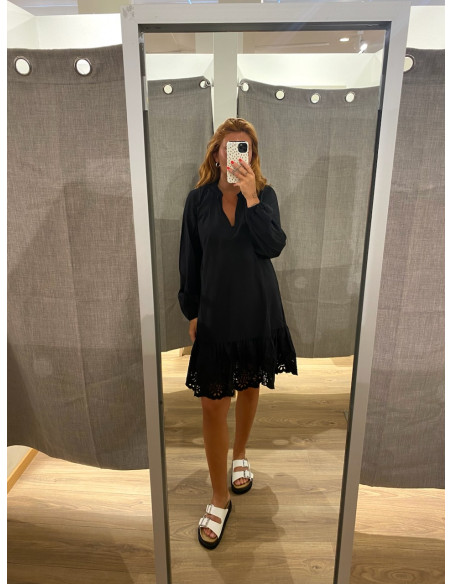 VIKELLY V-NECK L/S SHORT DRESS