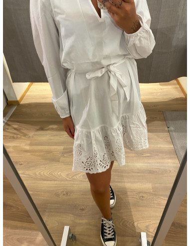 VIKELLY V-NECK L/S SHORT DRESS