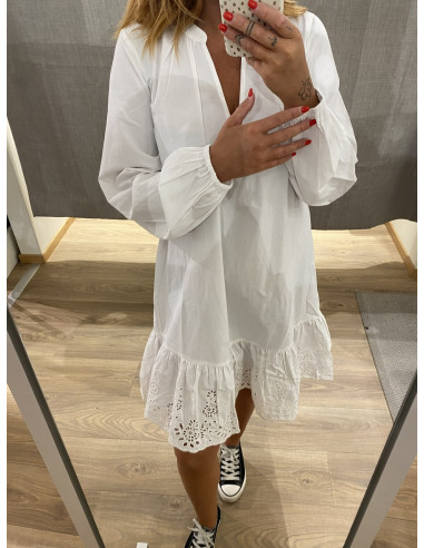 VIKELLY V-NECK L/S SHORT DRESS