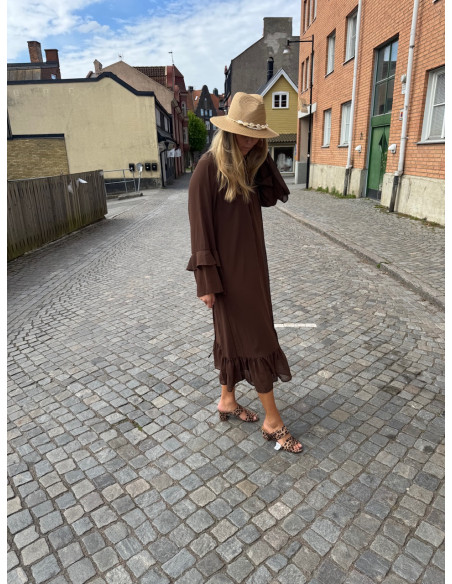 OBJGINA L/S RE V-NECK MIDI DRESS SS DIV