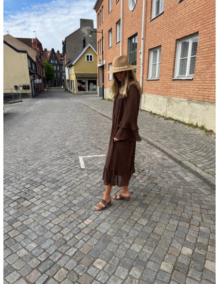 OBJGINA L/S RE V-NECK MIDI DRESS SS DIV