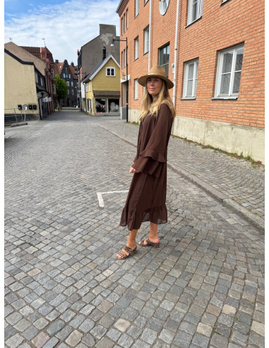 OBJGINA L/S RE V-NECK MIDI DRESS SS DIV