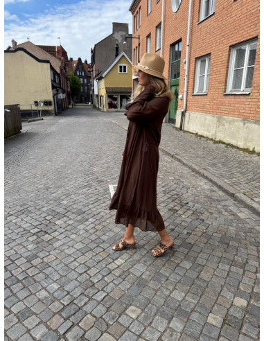 OBJGINA L/S RE V-NECK MIDI DRESS SS DIV