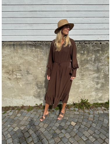 OBJGINA L/S RE V-NECK MIDI DRESS SS DIV