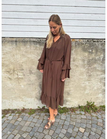 OBJGINA L/S RE V-NECK MIDI DRESS SS DIV