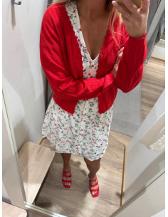 VMLUXLIGHT POINTELLE LS V-NECK CARDIGAN