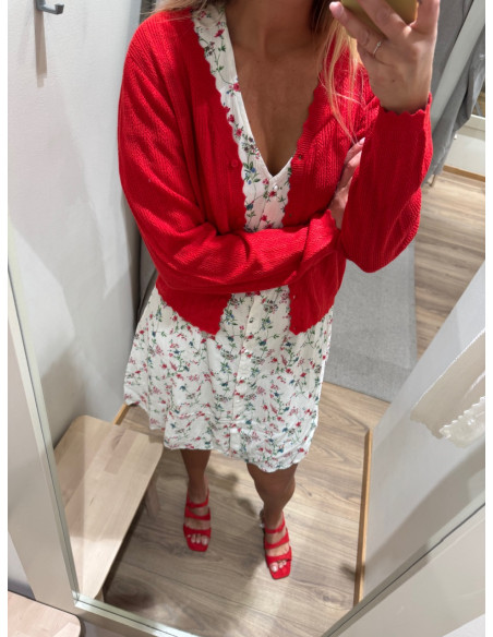 VMLUXLIGHT POINTELLE LS V-NECK CARDIGAN