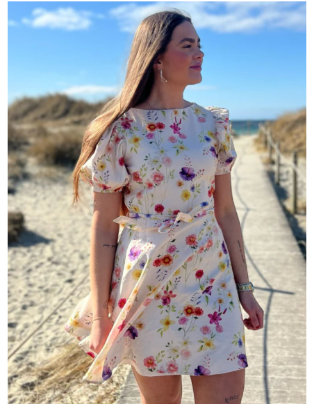 VIALINIA BOATNECK 2/4 SHORT DRESS