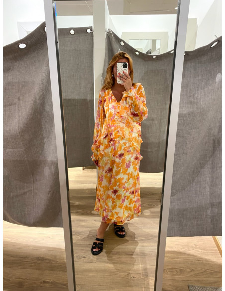 PCCLARA LS LONG V-NECK DRESS