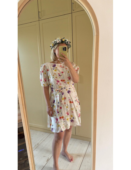 VIALINIA BOATNECK 2/4 SHORT DRESS