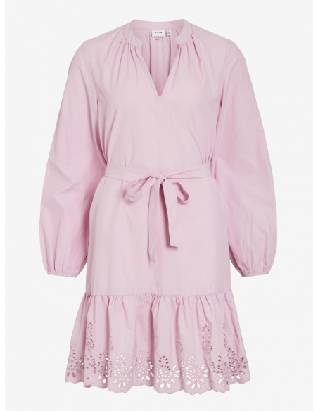 VIKELLY V-NECK L/S SHORT DRESS