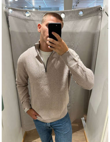 ONSMACE REG HERRINGBONE HALF ZIP KNIT NS