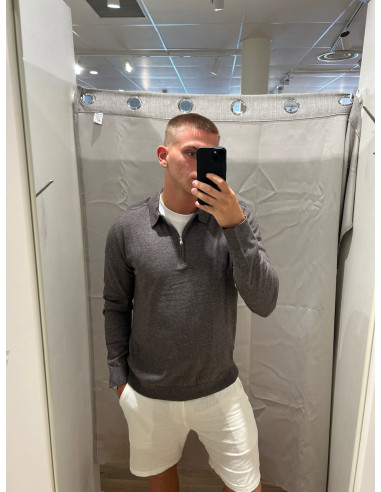 SLHBERG LS HALF ZIP POLO