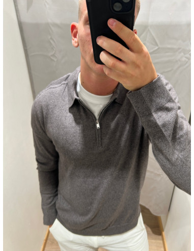 SLHBERG LS HALF ZIP POLO