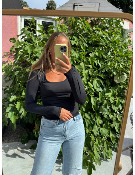 ONLEA L/S 2-WAY DEEP NECK TOP JRS NOOS