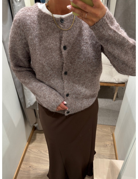 VMNOVAH LS O-NECK BUTTON CARDI