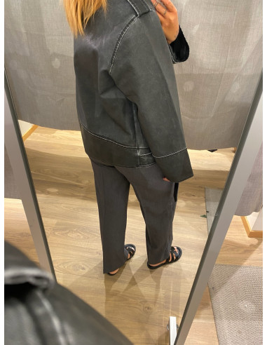 PCJOSIE COATED BIKER JACKET W. BELT