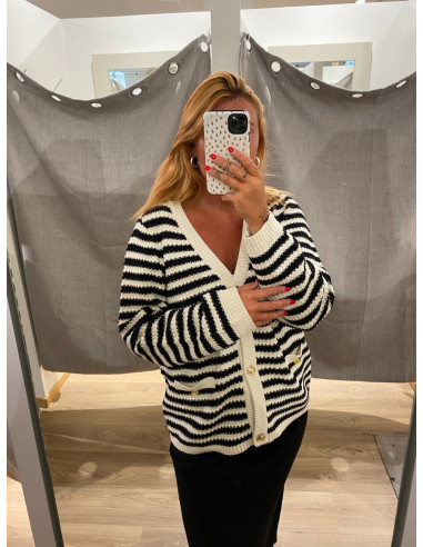 VIRITA L/S STRIPED CARDIGAN