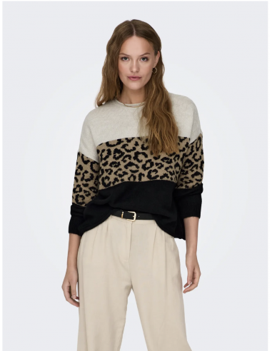 ONLJADE ANIMAL LS O-NECK KNT NOOS