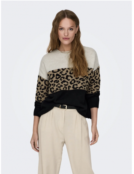 ONLJADE ANIMAL LS O-NECK KNT NOOS