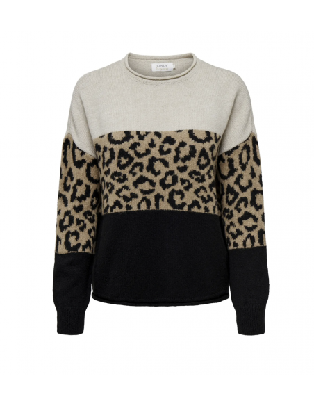ONLJADE ANIMAL LS O-NECK KNT NOOS
