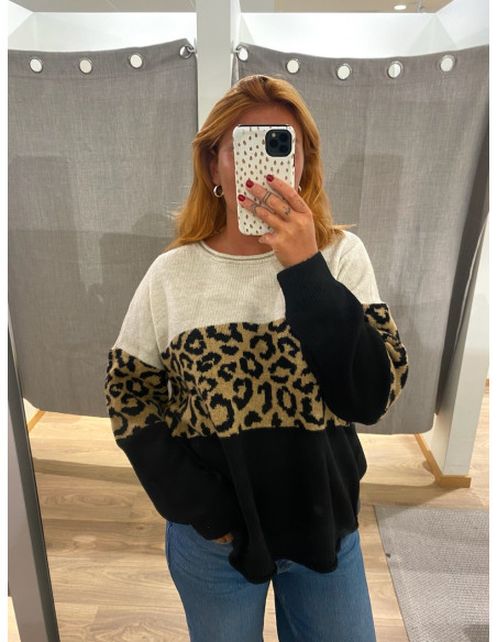 ONLJADE ANIMAL LS O-NECK KNT NOOS