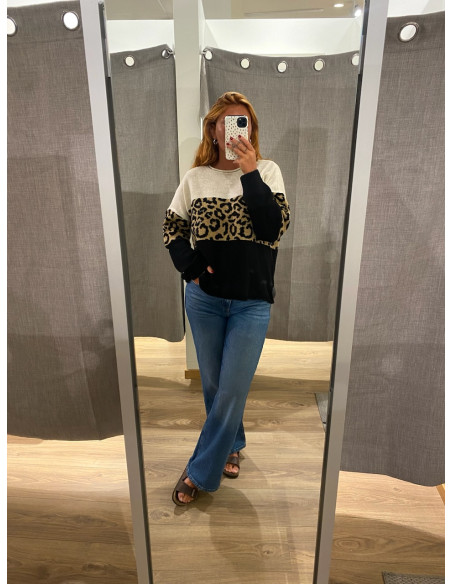 ONLJADE ANIMAL LS O-NECK KNT NOOS