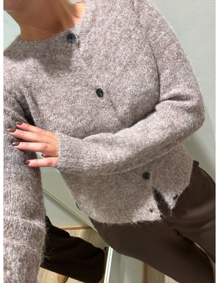 VMNOVAH LS O-NECK BUTTON CARDI