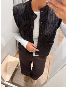 JDYMABEL S/L O-NECK BUTTON VEST KNT 2