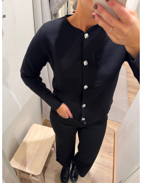 VISWAY O-NECK L/S BUTTON KNIT CARDIGAN