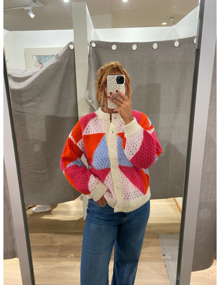 PCJANEL LS O-NECK KNIT CARDIGAN
