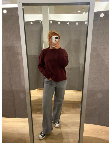 PCMALOU LS O-NECK CUTLINE KNIT