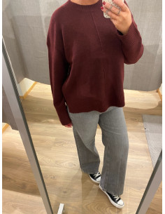 PCMALOU LS O-NECK CUTLINE KNIT 2