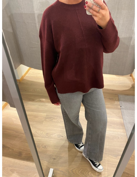 PCMALOU LS O-NECK CUTLINE KNIT