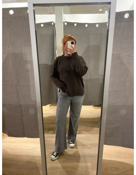 PCMALOU LS O-NECK CUTLINE KNIT