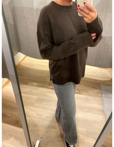 PCMALOU LS O-NECK CUTLINE KNIT