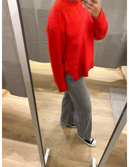 PCMALOU LS O-NECK CUTLINE KNIT