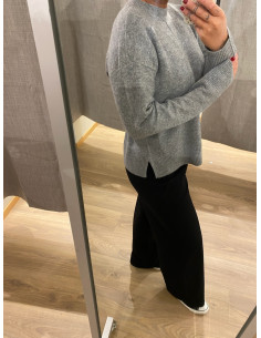 PCMALOU LS O-NECK CUTLINE KNIT 2