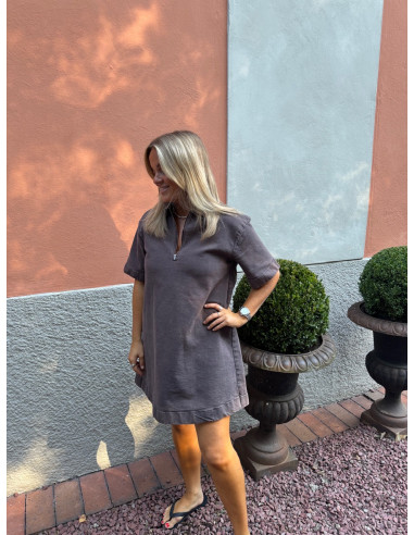 PCSELMA 3/4 ZIP DENIM DRESS
